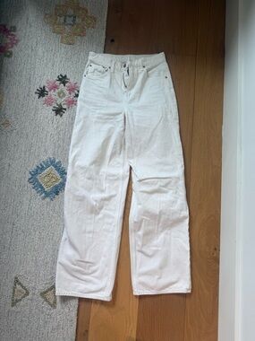 White High-Rise Wide-Leg Women’s Jeans - Mother Snacks Fun Dip Puddle